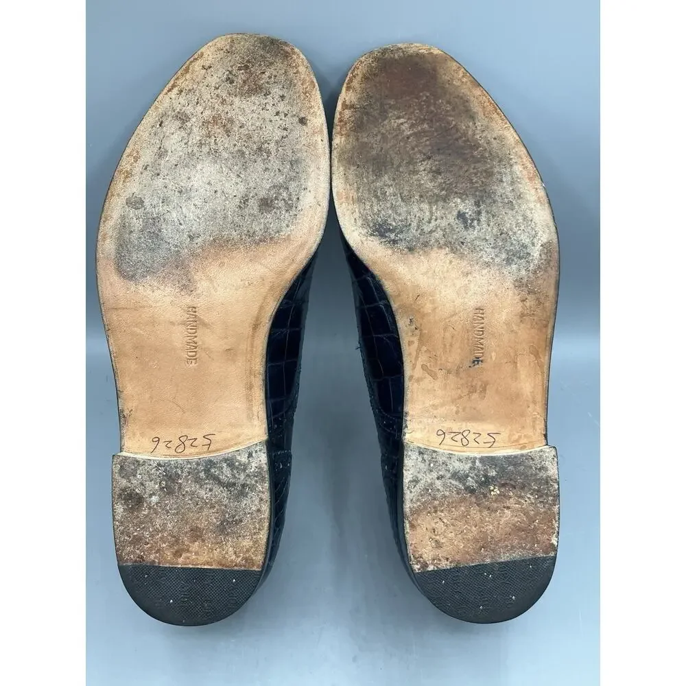 Vintage Bespoke Maylin Peninsula Hotel Hong Kong Navy Blue Alligator Shoes SZ 11